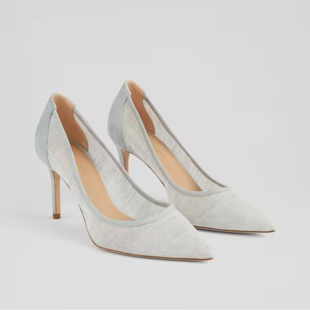 NWT LK Bennett Megan Eau De Nil Linen Pointed Toe Courts